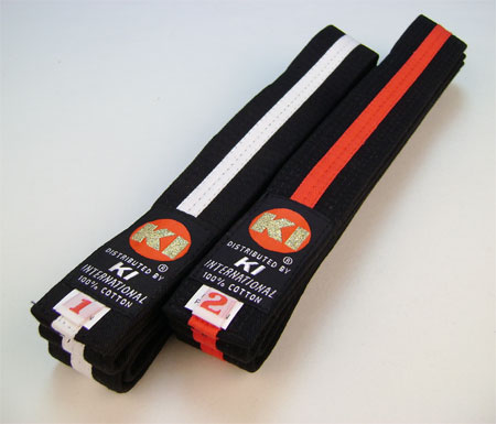 Black belts with Red stripe for Judo or Karate