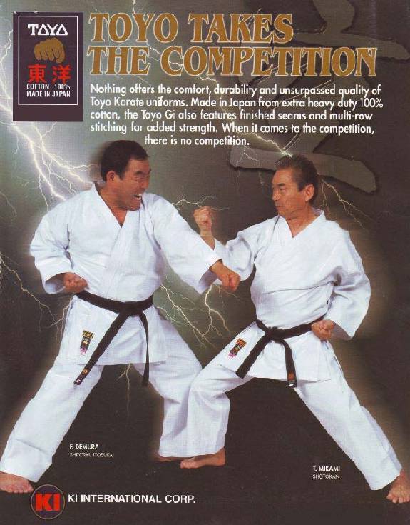 Toyo Uniform - Fumio Demura Sensei (Pat Morita's instructor and substitute in Karate Kid movie), and All Japan champion Takayuki Mikami Sensei