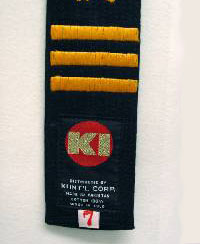 KI black belt embroidery 3 dan yellow gold lines