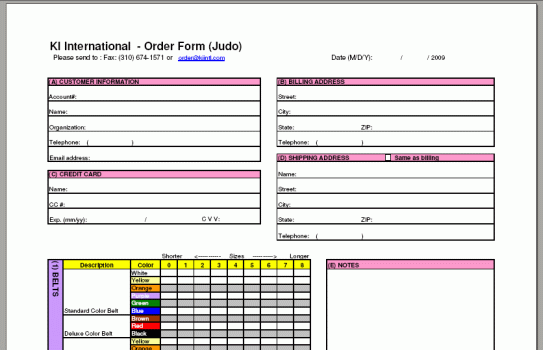 Order form sample