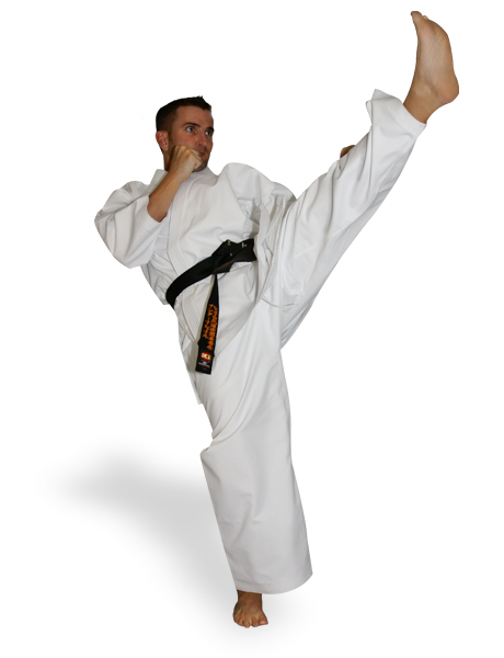 KI - Heavy Weight (white Karate uniform, Karate gi) kicking